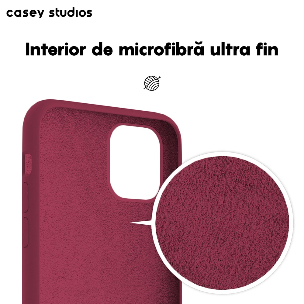Husa CASEY STUDIOS™ pentru Apple iPhone 11, Soft Silicone Premium, Microfibra in Interior, Burgundy, de Protectie, Ultra Slim, pentru Incarcare Wireless, Margini Ridicate pentru Protectia Ecranului si a Camerelor