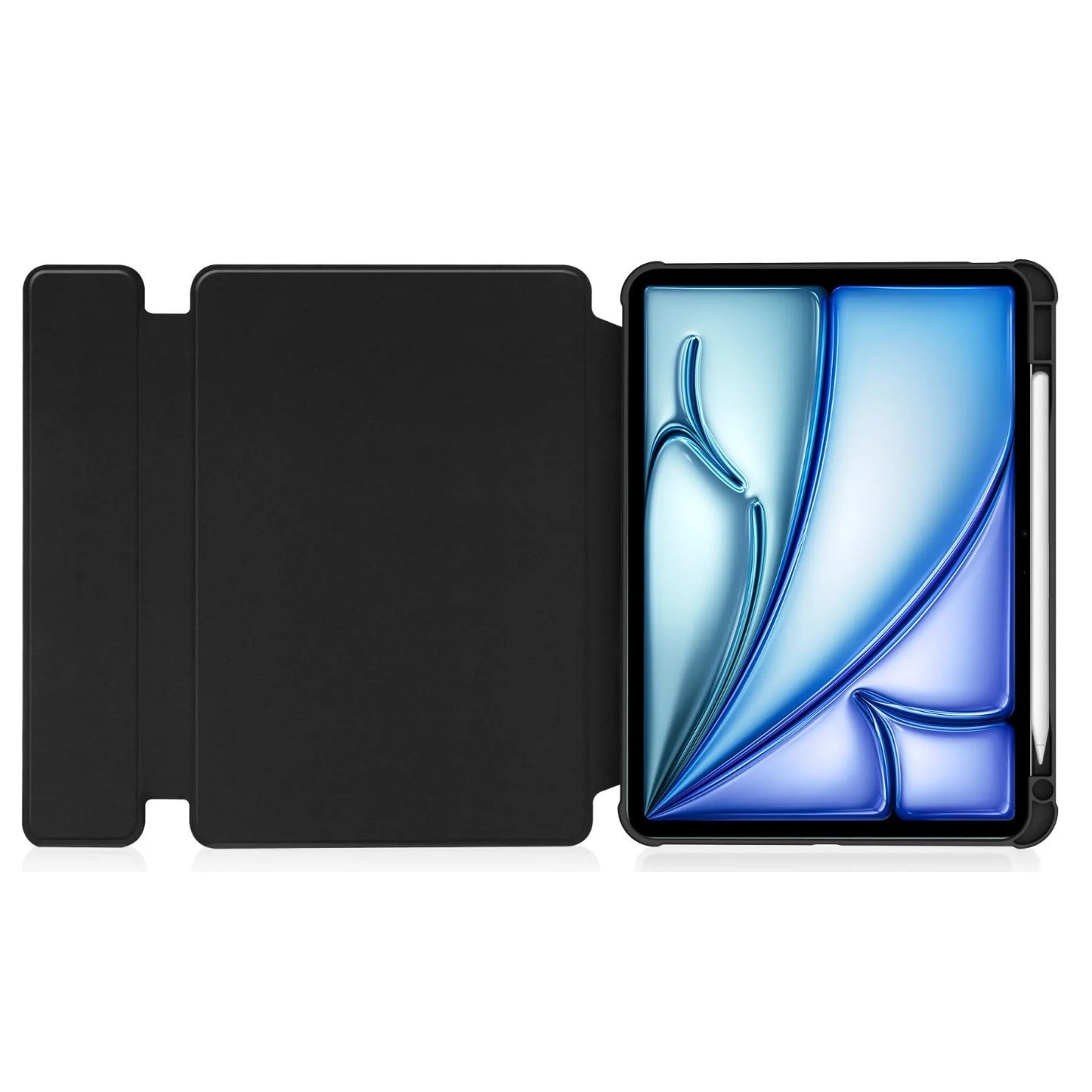 Husa 360° cu Tastatura Bluetooth pentru Apple iPad Air 11" – Albastra, Piele Ecologica, Suport Ajustabil, Acces Complet la Porturi, Baterie Lithium-Ion, Indicator LED, Set 2 Piese