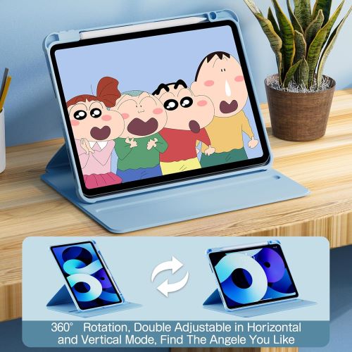 Husa 360 Smart Cover compatibila cu iPad Air 13" 2025/2026, M3/M4, Pencil Slot Rebound, Wake-Sleep, Camera Protection, Bleu