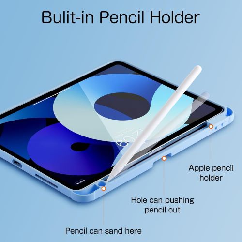 Husa 360 Smart Cover compatibila cu iPad Air 13" 2025/2026, M3/M4, Pencil Slot Rebound, Wake-Sleep, Camera Protection, Bleu