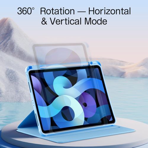 Husa 360 Smart Cover compatibila cu iPad Air 13" 2025/2026, M3/M4, Pencil Slot Rebound, Wake-Sleep, Camera Protection, Bleu