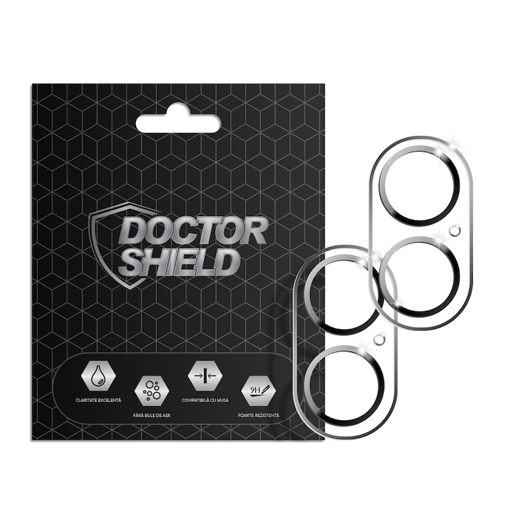 Set 2 Bucati, Folie Sticla Camera Dr.Shield, Compatibila Apple iPhone 16 Plus, Full Cover