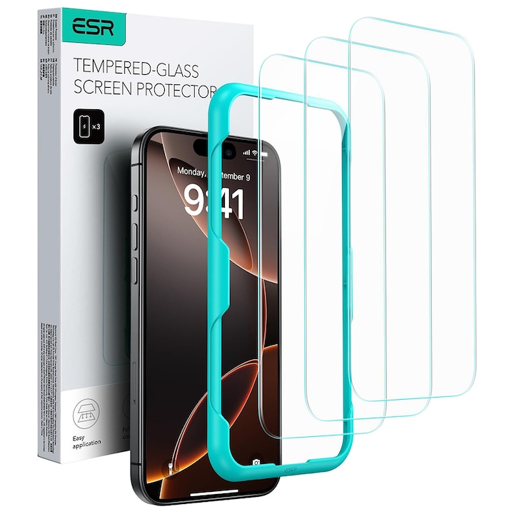 Folie pentru iPhone 17 / iPhone 16 Pro (set 3) - ESR Tempered Glass - Clear
