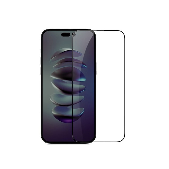 Folie Sticla Securizata Upzz Rinbo Compatibila Cu iPhone 15 Pro, Adeziv Pe Toata Suprafata, Full Cover, Duritate 9h