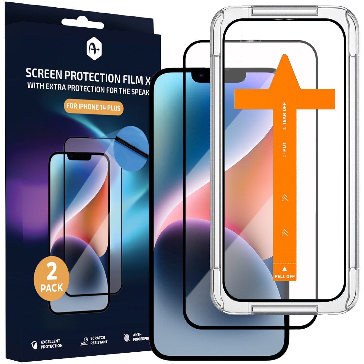 Folie de protectie ecran x 2 cu extra protectie pentru difuzor A+ pentru iPhone 14 Plus
