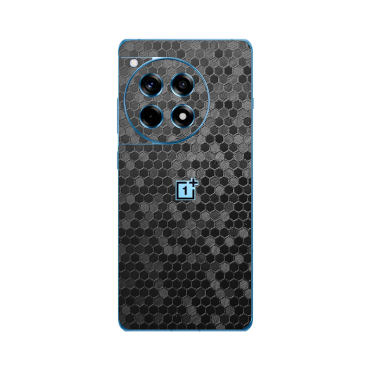 Folie Protectie iSkinz pentru OnePlus 12R - Honeycomb Negru Black, Simple Cut, Skin Adeziv, Cover pentru Carcasa Spate