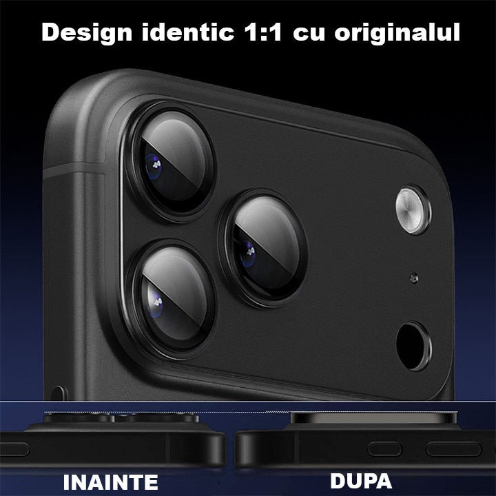 Folie Camera din sticla pentru iPhone 17 Pro Max, Din Safir 99.9 % Certificat GIA, Full Cover, Protectie Profesionala, Ultra Rezistenta, Calitate Premium