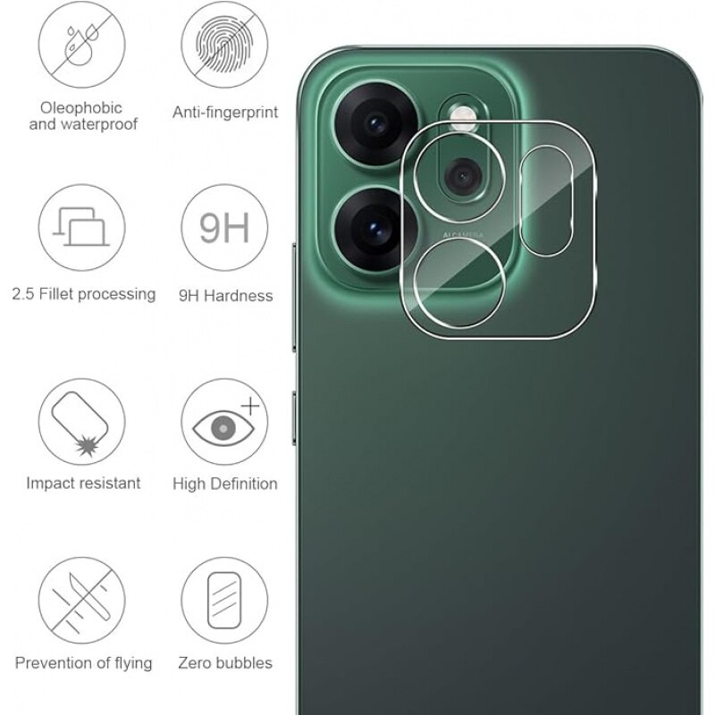 Folie protectie camera, 2 buc, sticla securizata 9H, transparenta, 0.33mm, OPPO Reno 14F