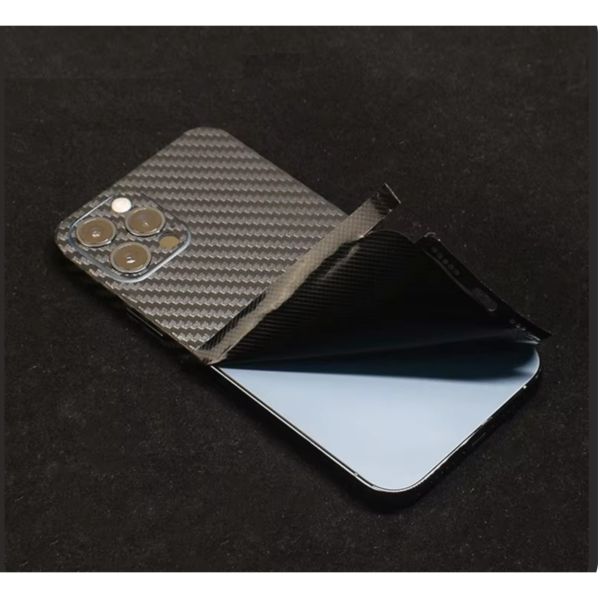 Folie iSkinz pentru Apple iPhone 17 Air - Carbon Albastru, Simple Cut, Skin Adeziv Cover, Protectie pentru Carcasa Spate