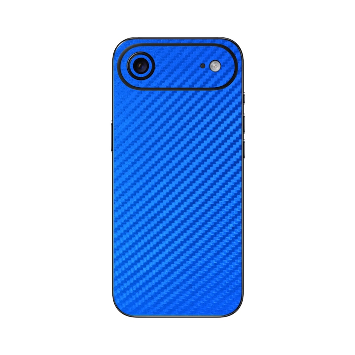 Folie iSkinz pentru Apple iPhone 17 Air - Carbon Albastru, Simple Cut, Skin Adeziv Cover, Protectie pentru Carcasa Spate