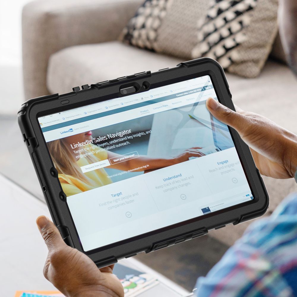 Compatibil cu Samsung Galaxy Tab S10 FE 10,9 inch (SM-X520, SM-X526) - SOLID360 husă tabletă rezistentă la șocuri, cu suport, negru
