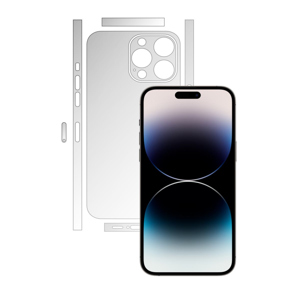 Folie Protectie Spate iSkinz pentru Apple iPhone 14 Pro - Invisible Skinz Matte, Split Cut, Siliconica Mata Anti-Amprenta, Anti-Reflex pentru Carcasa Spate si Laterale, Skin Adeziv, Transparent