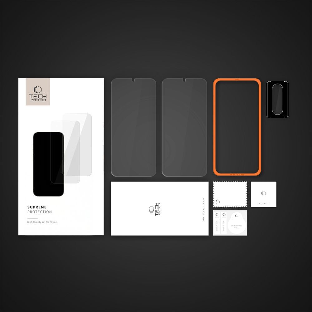 Kit protectie Tech-Protect Easy Set Plus, 2x Folie ecran, 1x Protectie camera foto, 2x Set instalare, compatibil cu Samsung Galaxy A17 4G / 5G, Transparent