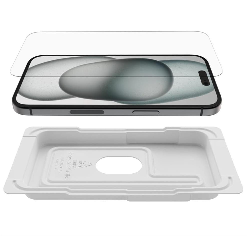 Sticla de protectie Belkin UltraGlass2 AntiMicrobial pentru iPhone 15 / 14 Pro, 9H, 0,29mm, transparent, set 1x