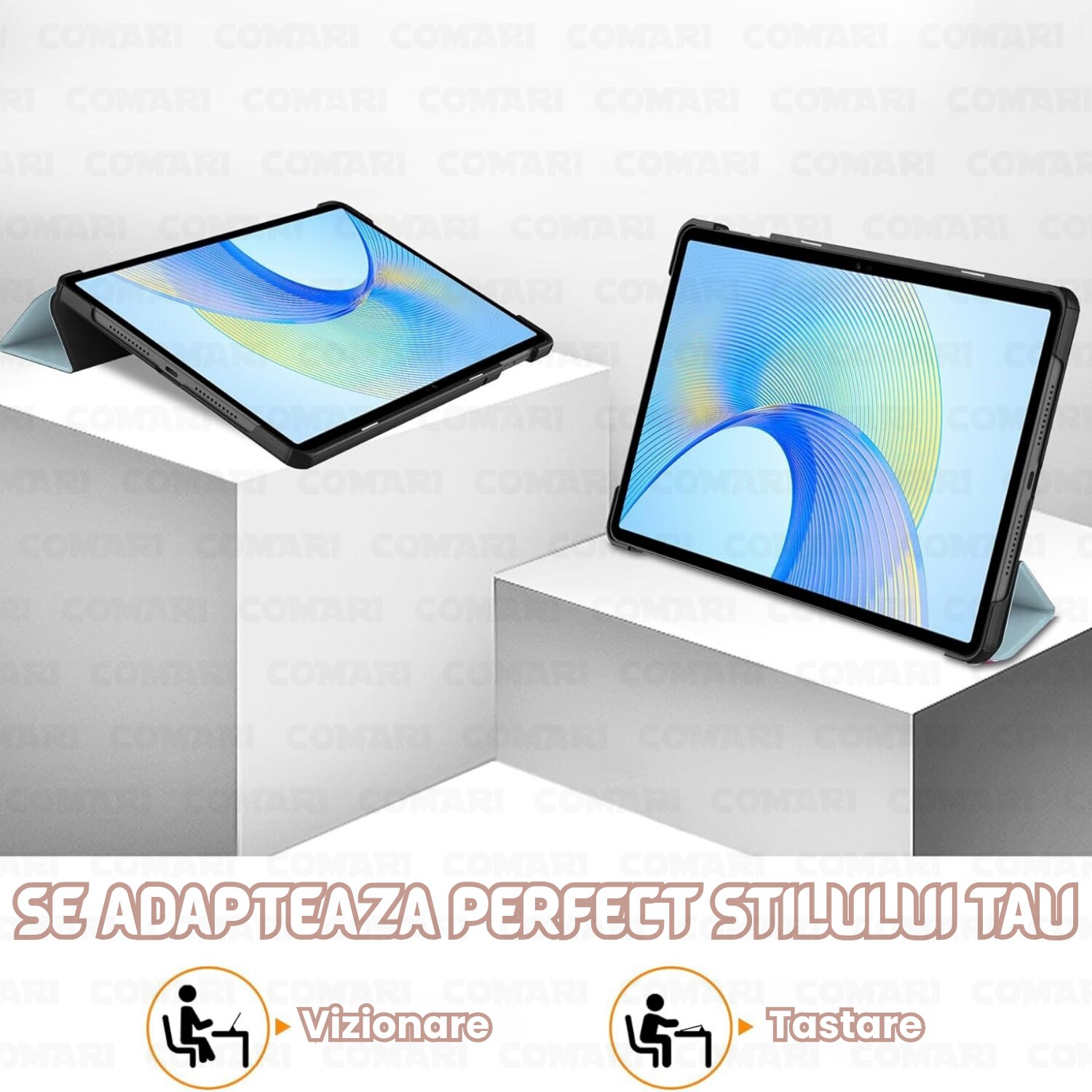 Husa pentru Honor Pad X8a Comari® EliteCover, protectie completa, functie stand multipla, design elegant tip carte, Rose Gold