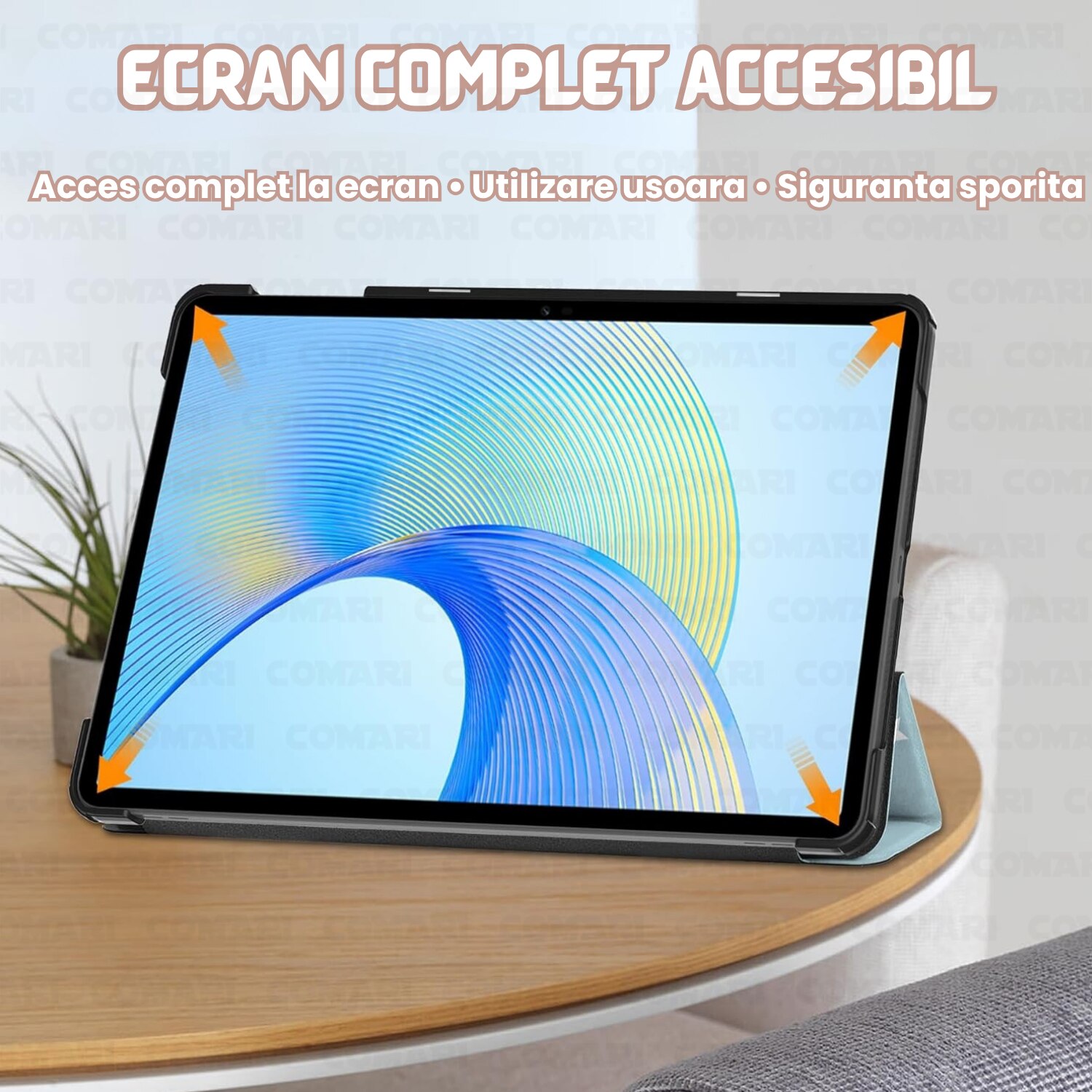 Husa pentru Honor Pad X8a Comari® EliteCover, protectie completa, functie stand multipla, design elegant tip carte, Rose Gold