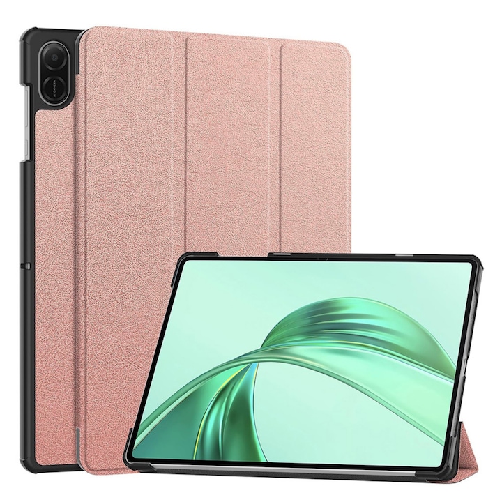 Husa pentru Honor Pad X8a Comari® EliteCover, protectie completa, functie stand multipla, design elegant tip carte, Rose Gold