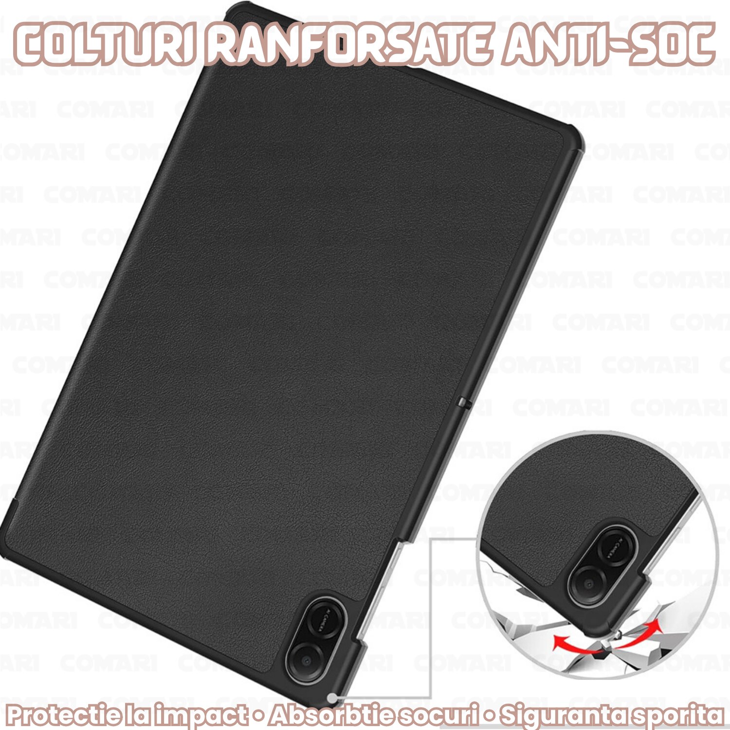 Husa pentru Honor Pad X8a Comari® EliteCover, protectie completa, functie stand multipla, design elegant tip carte, Rose Gold