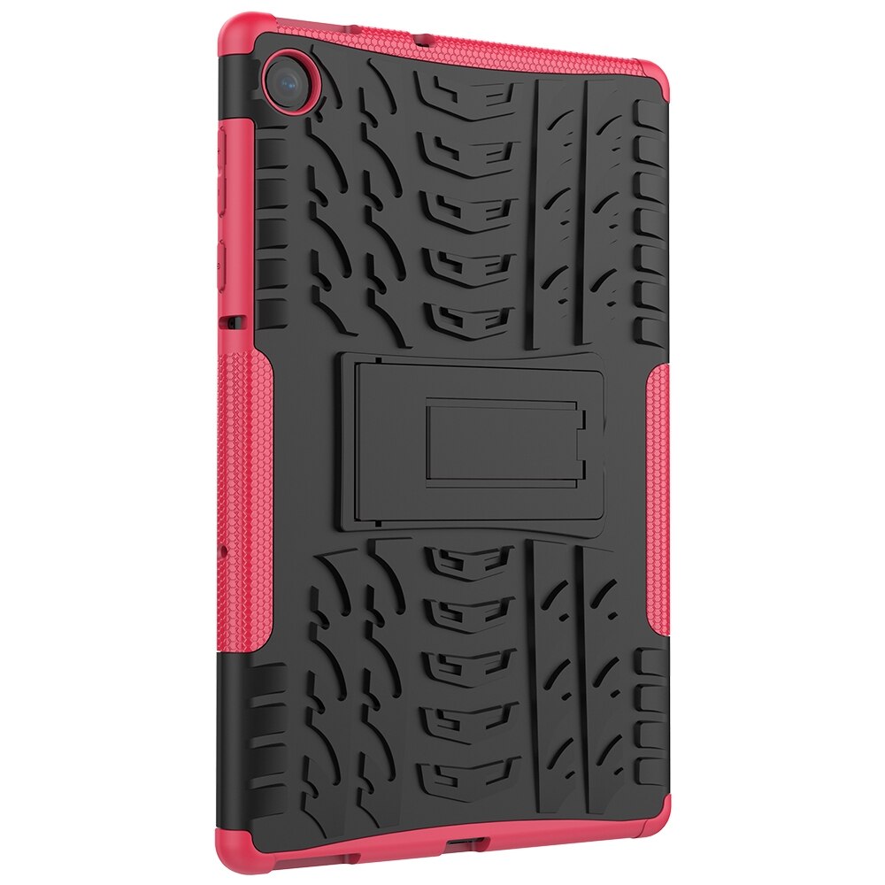 Husa tableta pentru Lenovo Tab M10 Plus TB-X606F, textura de anvelopa, protectie soc + TPU+PC, cu suport, culoare roz vibrant