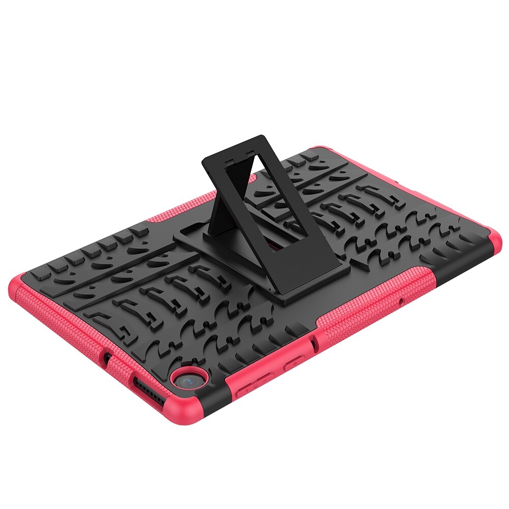 Husa tableta pentru Lenovo Tab M10 Plus TB-X606F, textura de anvelopa, protectie soc + TPU+PC, cu suport, culoare roz vibrant