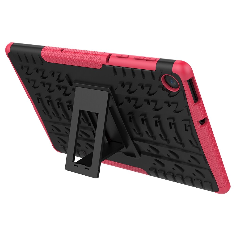 Husa tableta pentru Lenovo Tab M10 Plus TB-X606F, textura de anvelopa, protectie soc + TPU+PC, cu suport, culoare roz vibrant