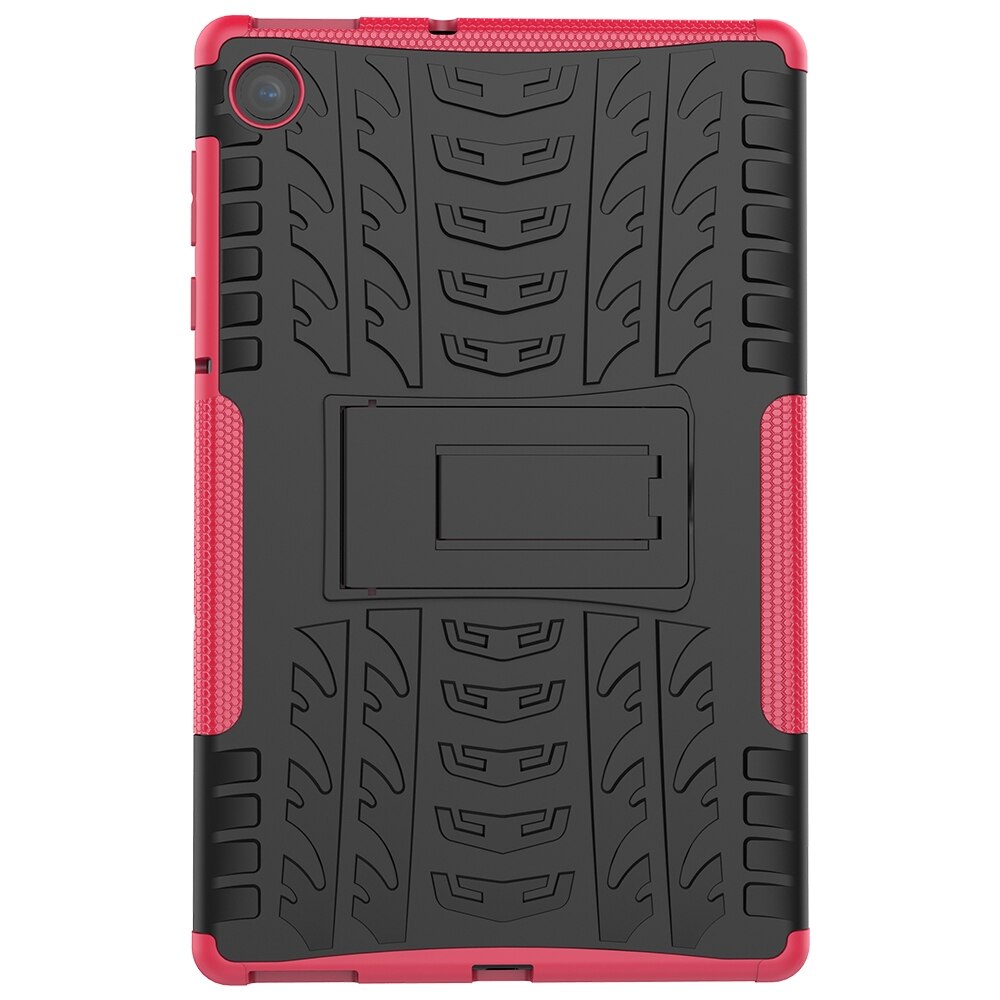 Husa tableta pentru Lenovo Tab M10 Plus TB-X606F, textura de anvelopa, protectie soc + TPU+PC, cu suport, culoare roz vibrant