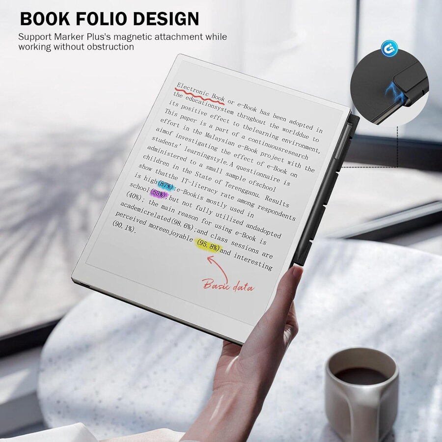 Husă pentru tabletă MoKo, Magnetic, suport pen, neagră, 11.8 inch