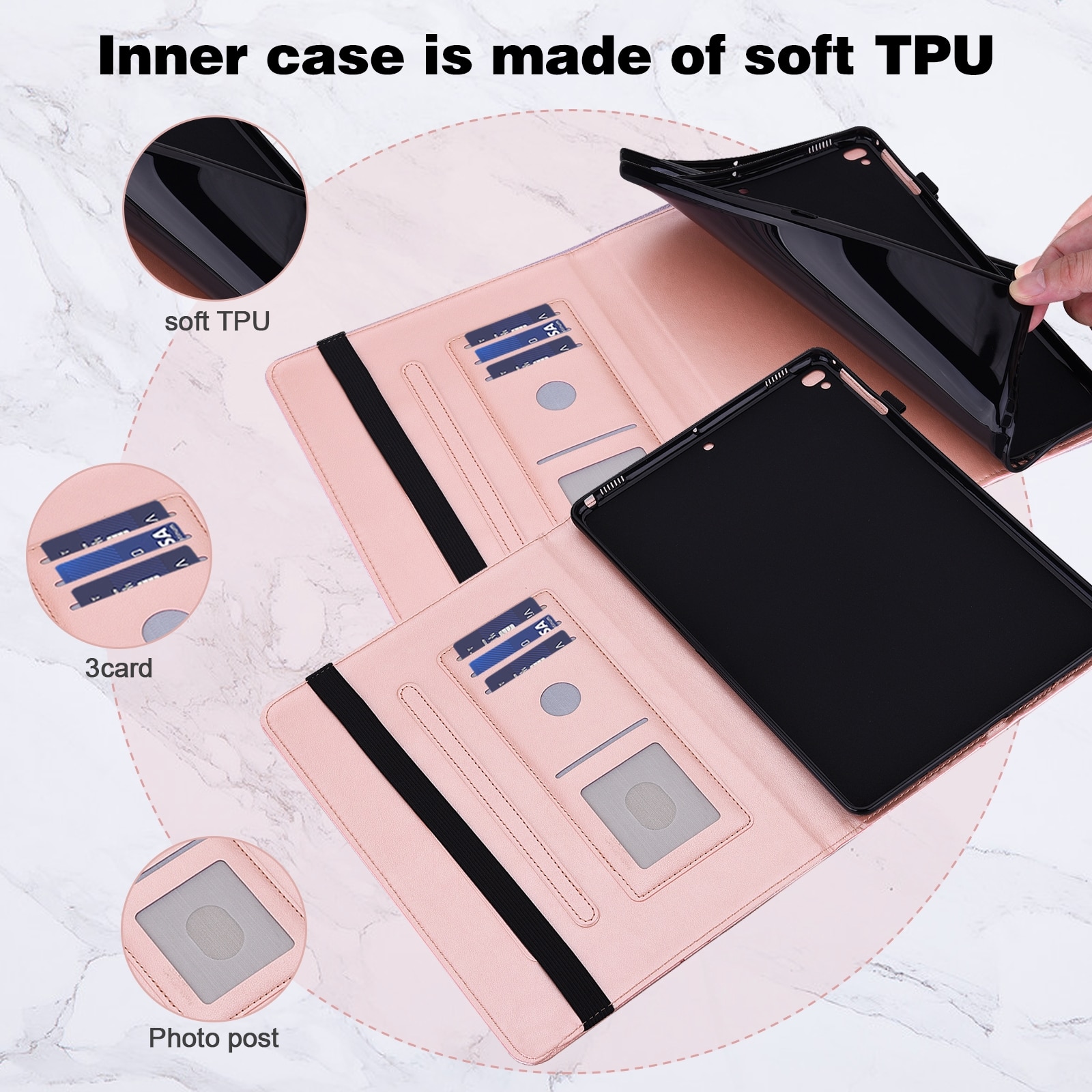 Husa tableta pentru Lenovo Tab M10 3rd Gen, model fluturi gravat, piele, tip carte, suport, roz