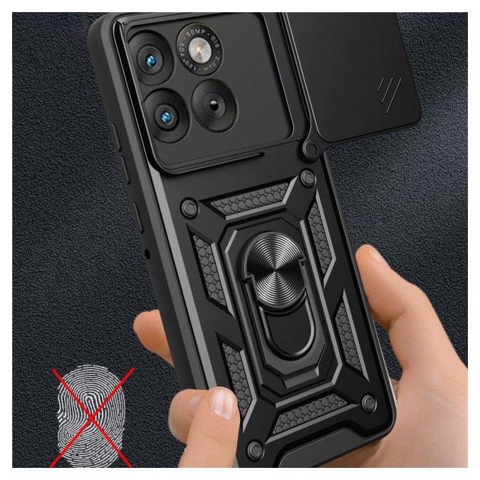 Husa Spate Upzz® Camshield Compatibila Cu Motorola Edge 70, Protectie La Camere, Inel Metalic, Stand - Blue