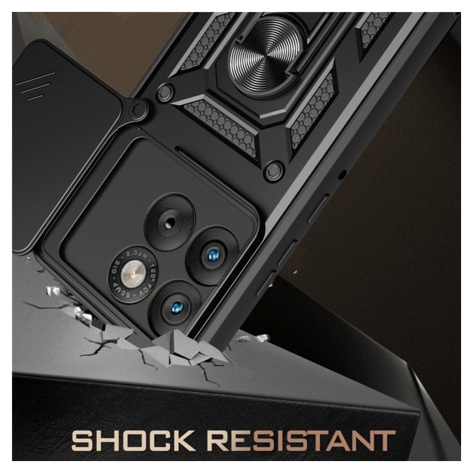 Husa Spate Upzz® Camshield Compatibila Cu Motorola Edge 70, Protectie La Camere, Inel Metalic, Stand - Blue