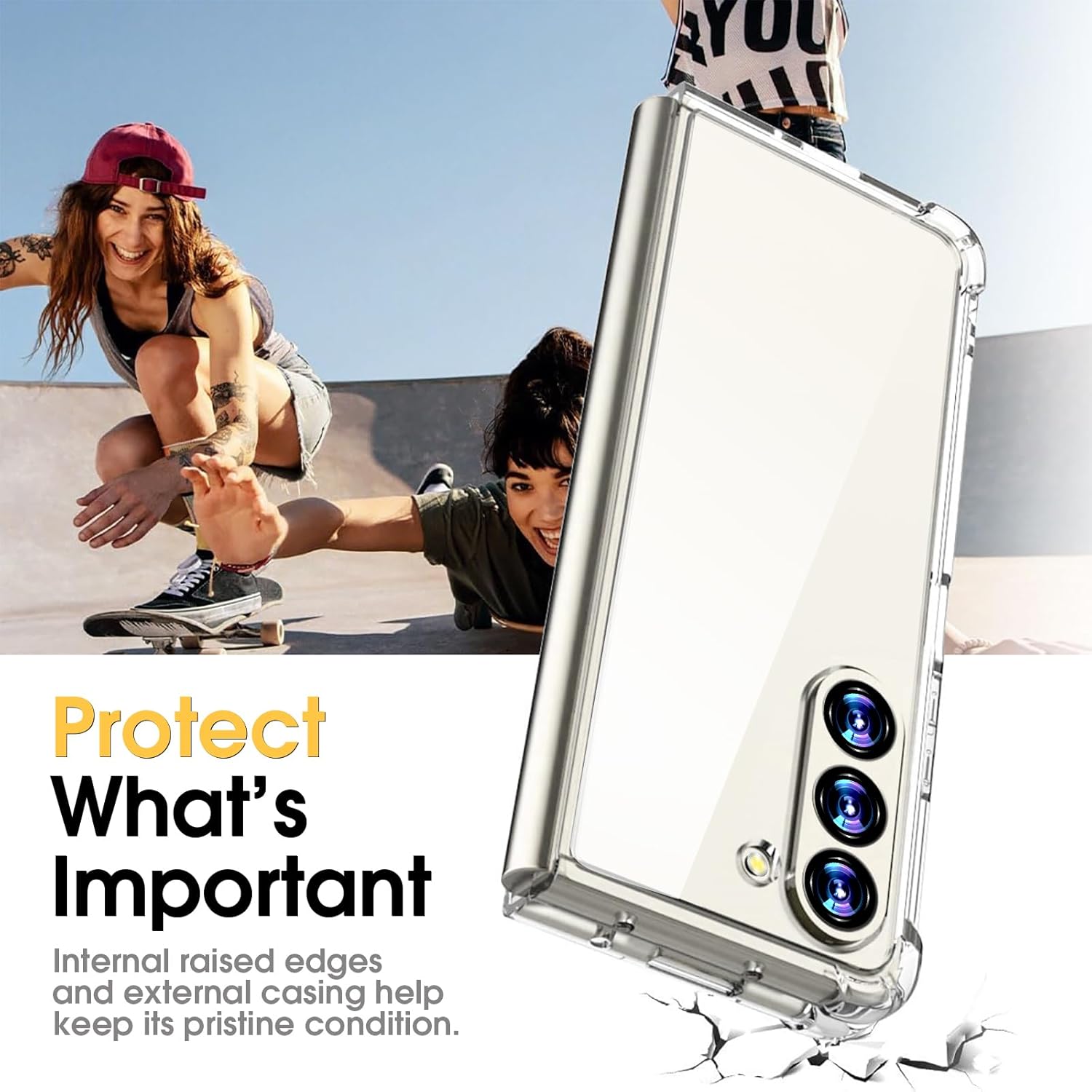 Husa protectie compatibila cu Samsung Galaxy Z Fold 5, Antisoc, Premium Quality, transparenta din silicon si policarbonat, 2 piese