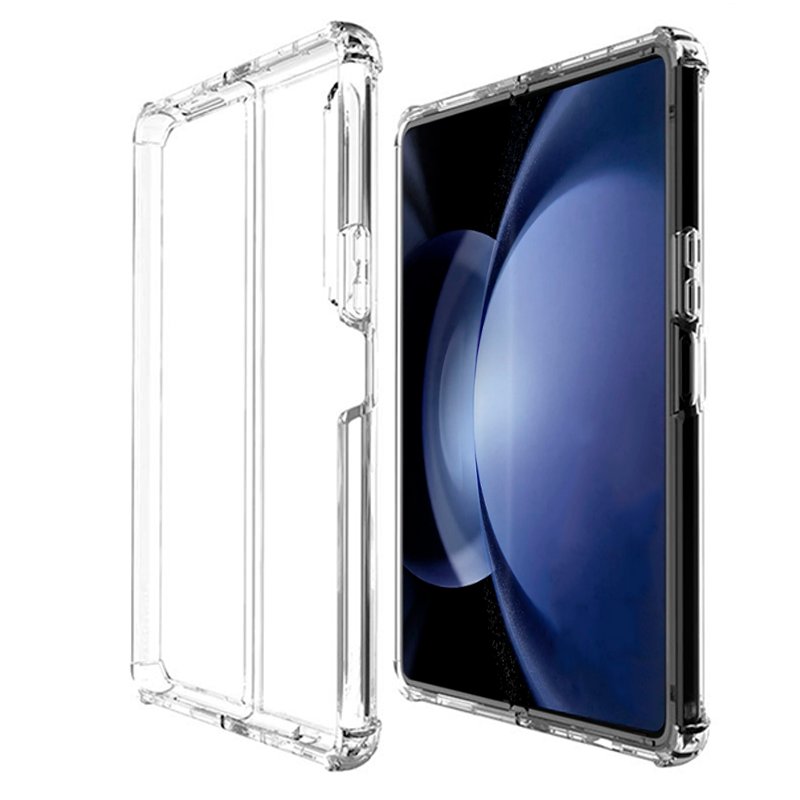 Husa protectie compatibila cu Samsung Galaxy Z Fold 5, Antisoc, Premium Quality, transparenta din silicon si policarbonat, 2 piese