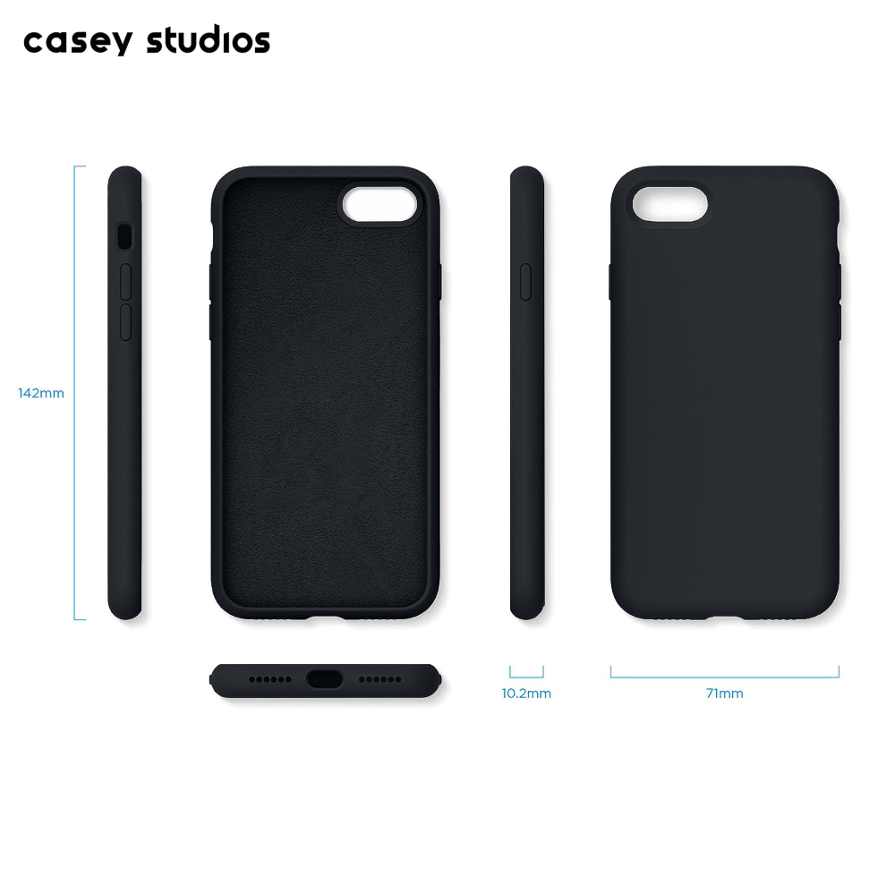 Husa CASEY STUDIOS™ compatibila cu iPhone 7 / 8 / SE 2 / SE 2020 / SE 3 2022, Soft Silicone Premium, Microfibra in Interior, Midnight Blue, de Protectie, Ultra Slim, pentru Incarcare Wireless, Margini Ridicate de Protectia Ecranului si a Camerelor
