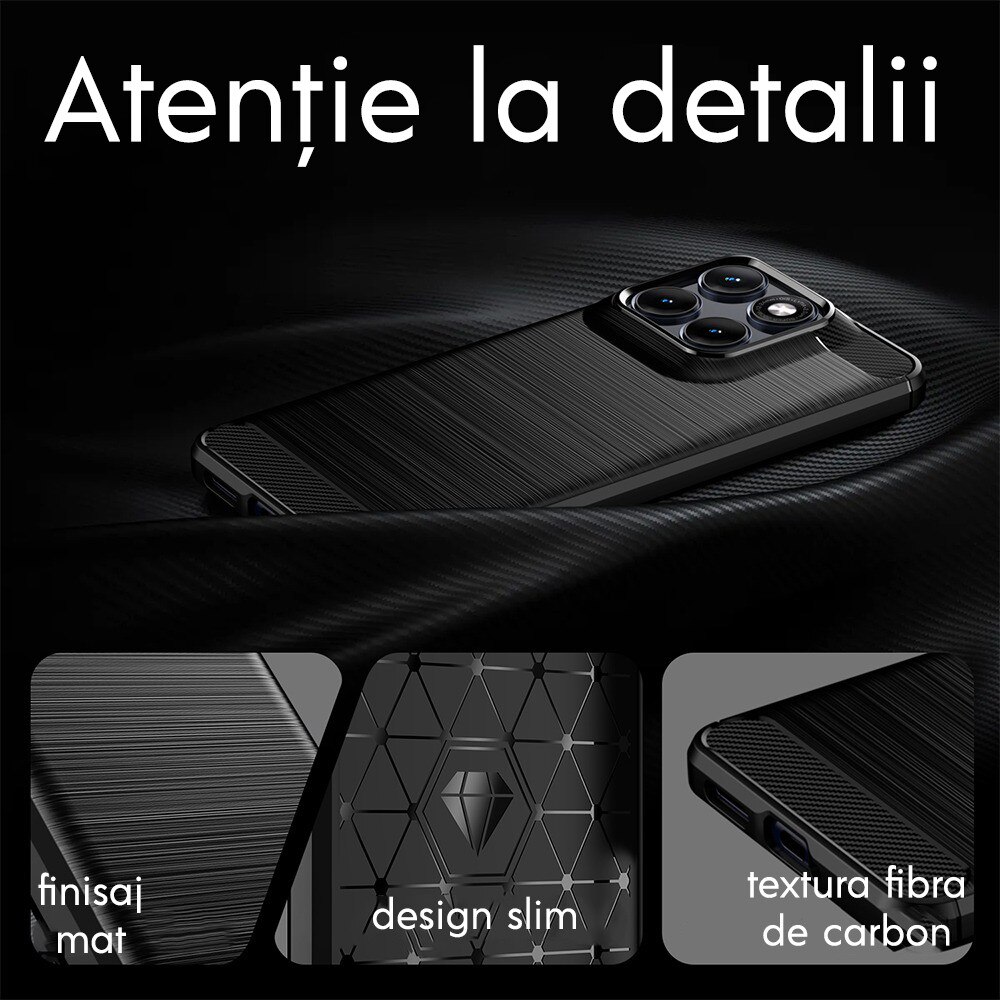 Husa pentru Motorola Edge 70 Fusion Daden Carbon Flexibila Antisoc, Hybrid Antisoc, Negru