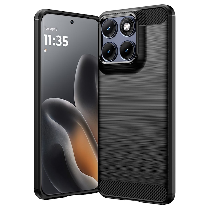 Husa pentru Motorola Edge 70 Fusion Daden Carbon Flexibila Antisoc, Hybrid Antisoc, Negru
