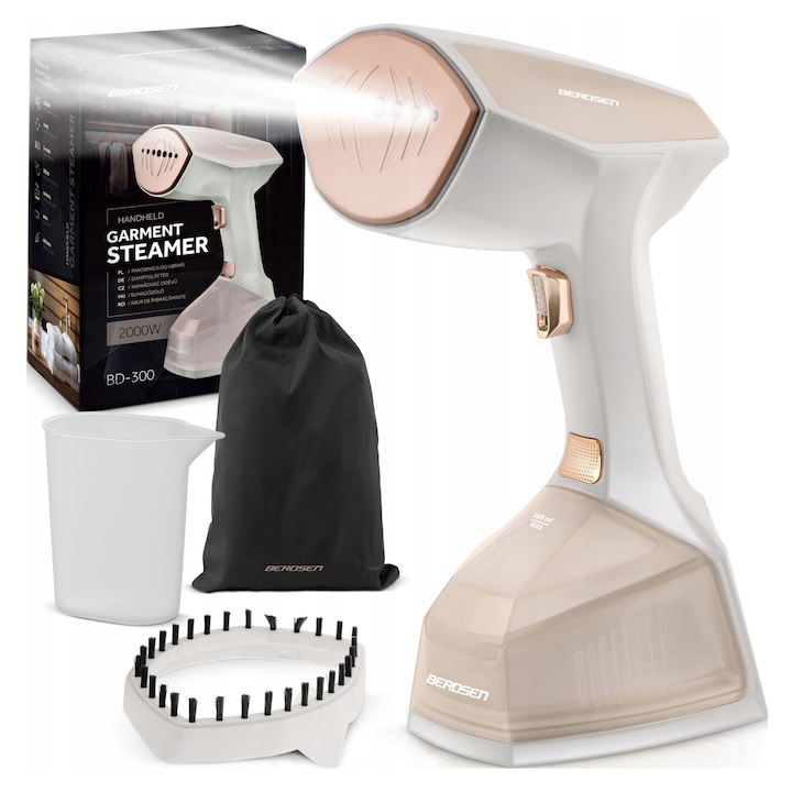 Steamer pentru imbracaminte Berdsen, 2000 W, 45g/min, rezervor 360 ml, accesorii incluse