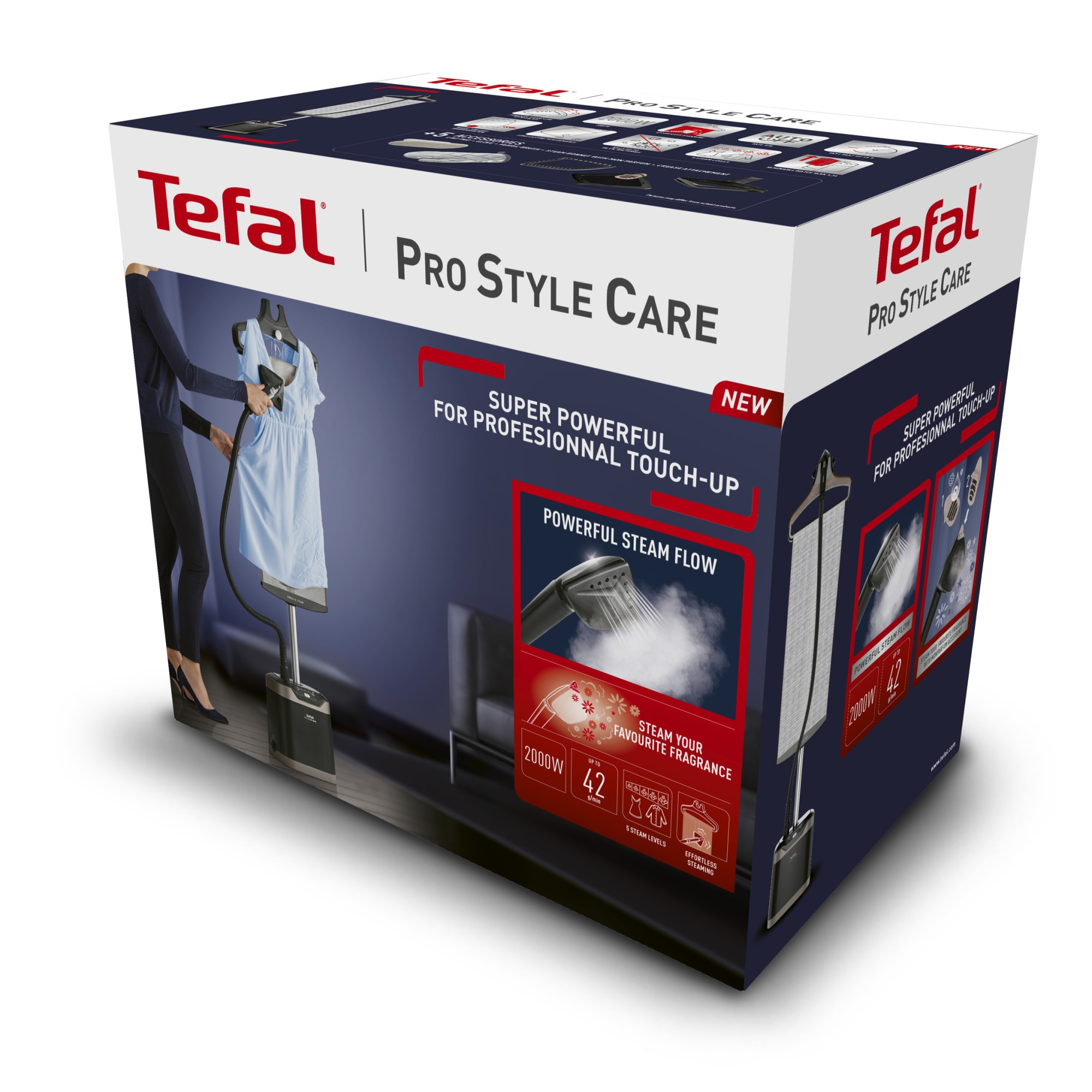 RESIGILAT: Aparat de calcat cu abur Tefal Pro Style Care IT8490E0, 2000 W, 42 g/min, 1.3L, Oprire automata, Negru
