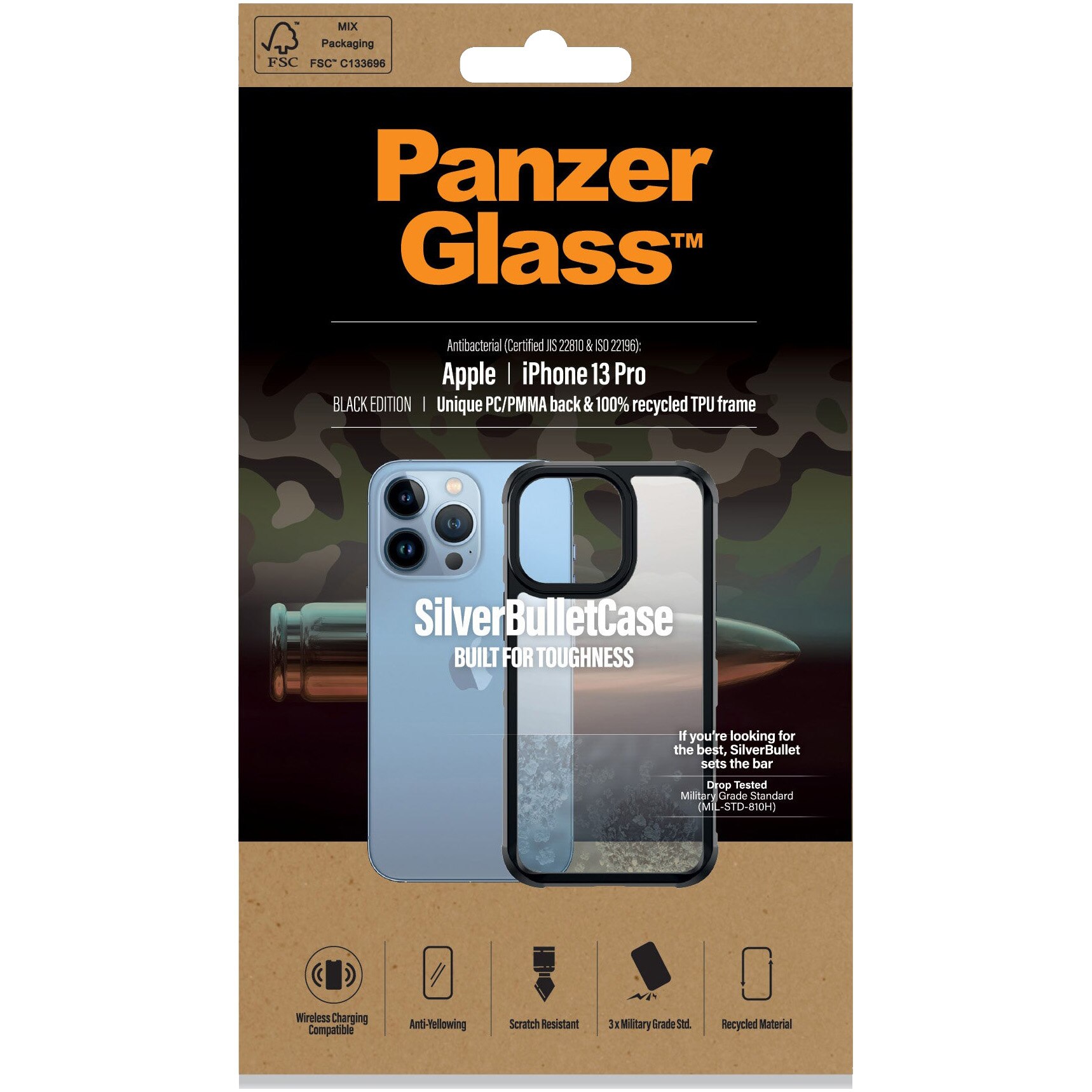 Husa de protectie PanzerGlass pentr compatibil cu Apple iPhone 13 Pro, Transparenta / Rama Neagra