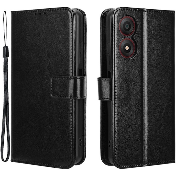 Husa Cu Clapeta Pentru Zte Blade A34, Xgsm, Blade A34, Piele Ecologica, Functie De Suport, Design Elegant, Material Durabil, Protectie Eficienta a Dispozitivului, Inchidere Magnetica, Buzunare Practice, Negru