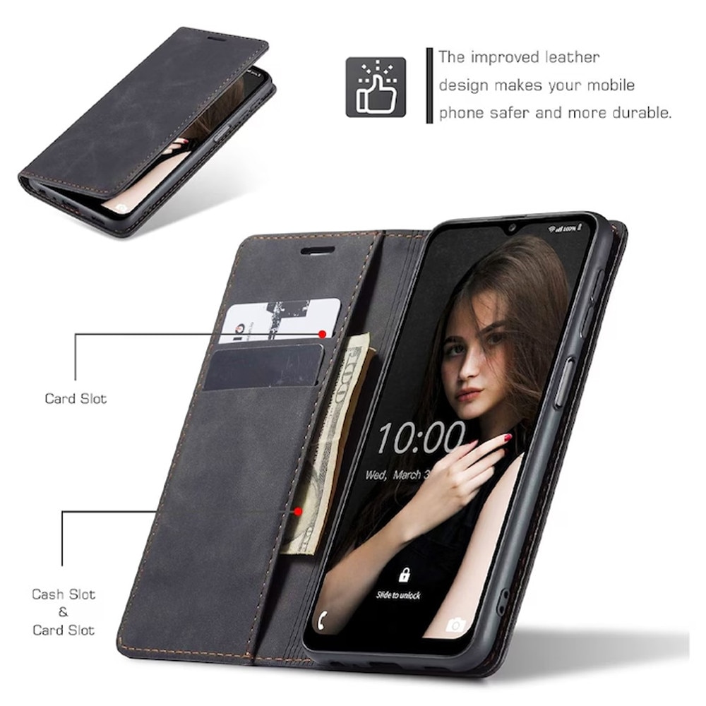 Husa Flip NeatlySleeve din Piele pentru Motorola Edge 60 Pro, Inchidere Magnetica, Tip Carte, Design Minimalist 3in1 Portofel, Stand, Soft Touch, Suport Card, Protectie Completa, Negru