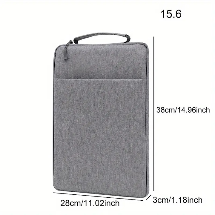 Husa laptop 15.6 inch, material rezistent, captuseala din fleece, cu manere si buzunare laterale