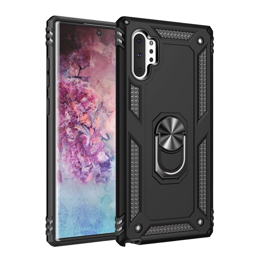 Etui pancerne pentru Samsung Galaxy Note 10+ Plus, Nox Case Ring, negru, cu suport integrat si maner magnetic