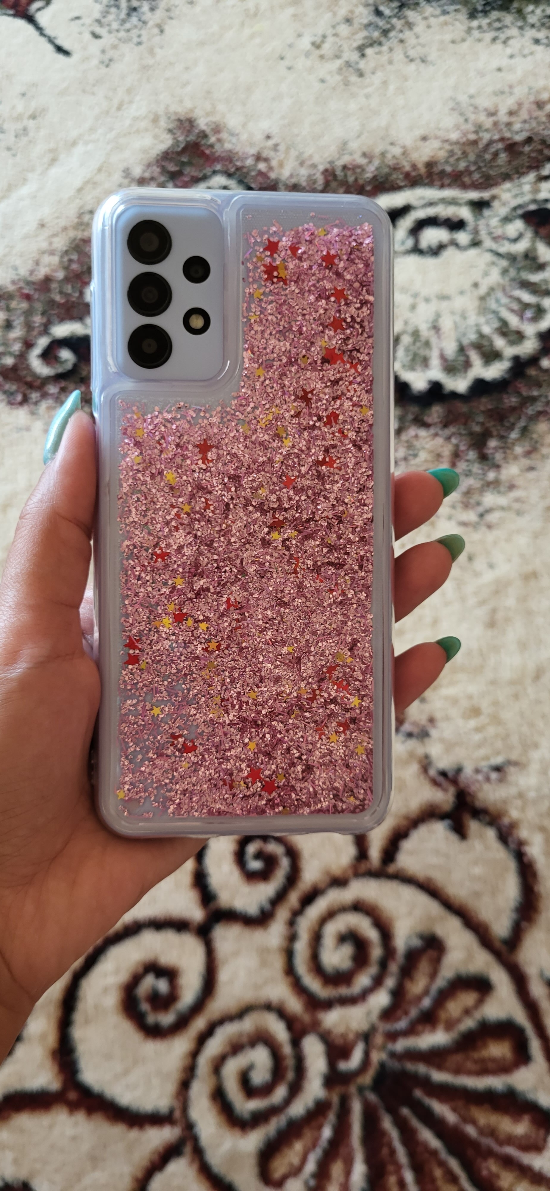 Husa compatibila cu Samsung Galaxy A13 4G, cu Apa si Sclipici, Glitter, Fashion, protectie camera, Argintie gri, PlanetPhone