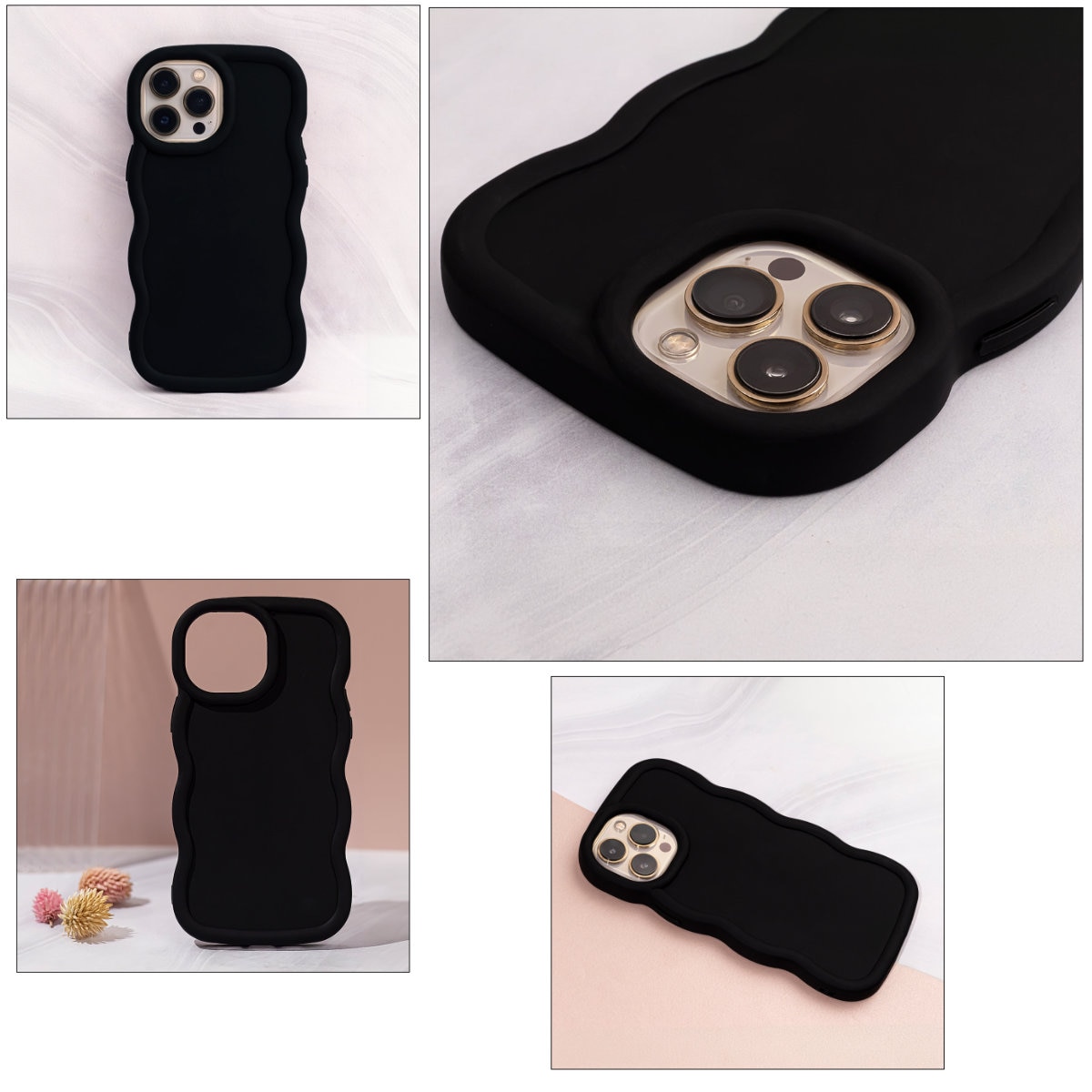 Husa spate Candy pentru protectie Samsung Galaxy A05S, din TPU mat cu margini ondulate, neagra Negru Carcasa