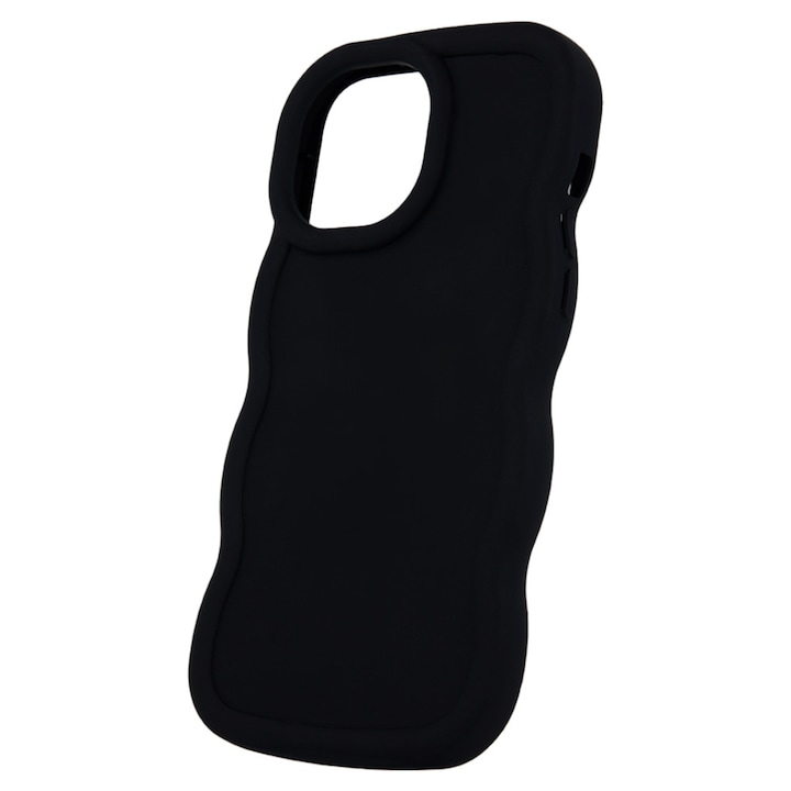 Husa spate Candy pentru protectie Samsung Galaxy A05S, din TPU mat cu margini ondulate, neagra Negru Carcasa