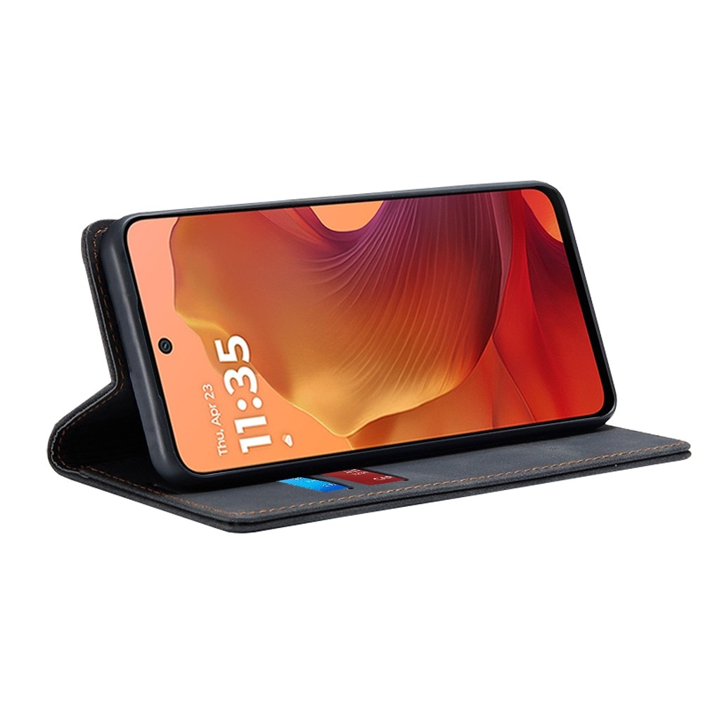 Husa pentru Motorola Moto G15 / G15 Power DaDen® Tip Carte, Confy Cover, Suport card, Functie de Stand si Inchidere Magnetica, Protectie Sporita, Piele ecologica, Negru