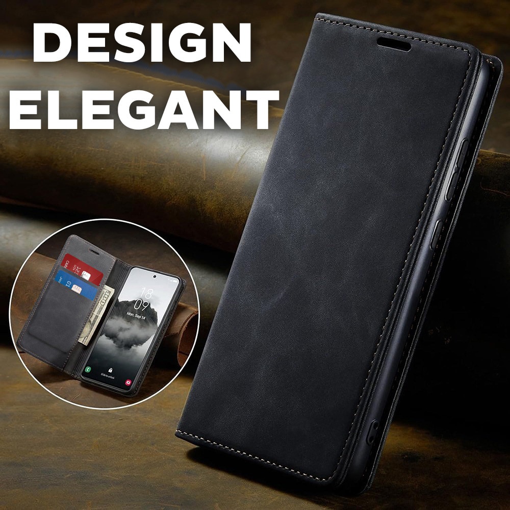 Husa pentru Motorola Moto G15 / G15 Power DaDen® Tip Carte, Confy Cover, Suport card, Functie de Stand si Inchidere Magnetica, Protectie Sporita, Piele ecologica, Negru