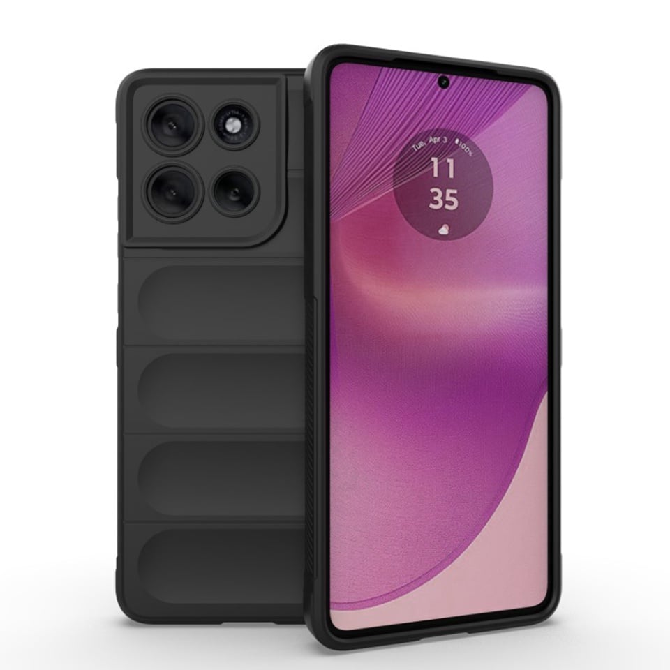 Husa pentru Motorola Moto G86, SKYDDAR INNOVATION, Magic Shield, din Silicon Mat, set cu sticker, Negru
