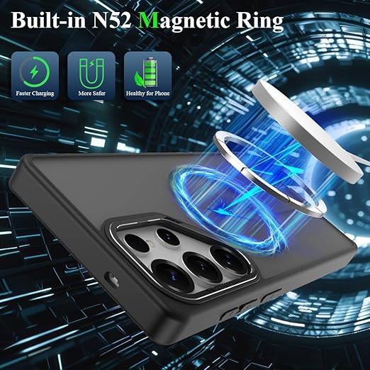 Husa de protectie pentru Samsung Galaxy S26 Ultra Compatibila cu MagSafe, Kickstand Metalic, TPU + Acril, Negru – Protectie Premium si Design Elegant
