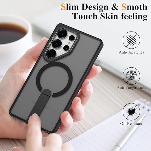 Husa de protectie pentru Samsung Galaxy S26 Ultra Compatibila cu MagSafe, Kickstand Metalic, TPU + Acril, Negru – Protectie Premium si Design Elegant
